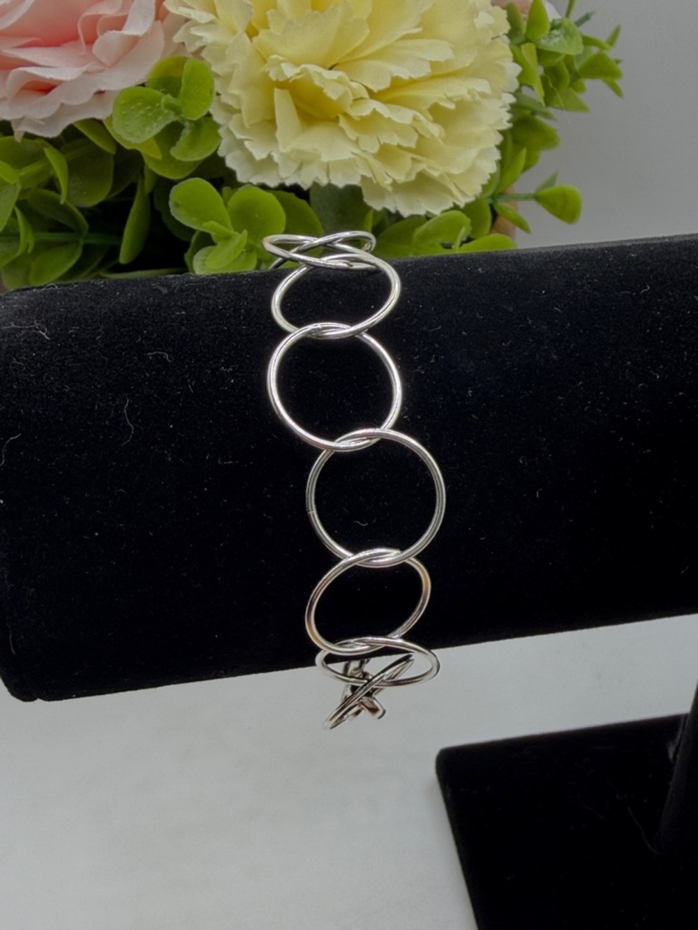 Diamonique 925 Sterling Silver Linked Circle Bracelet